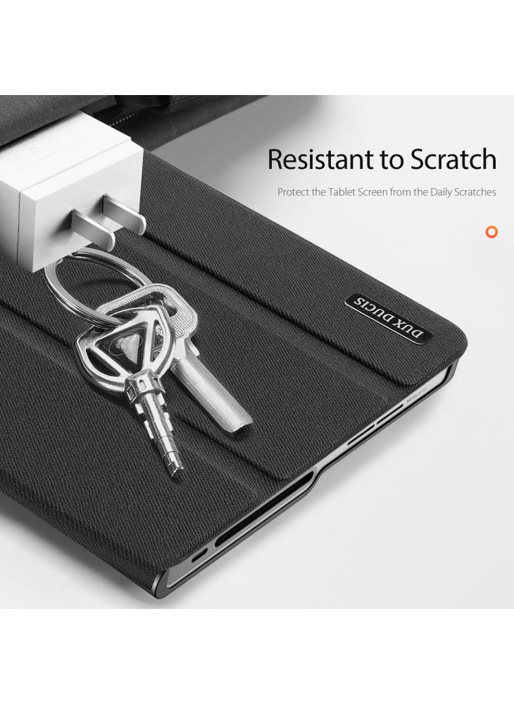 Domo Series for Lenovo Tab Plus Leather Case Tri-Fold Stand Anti-Scratch Tablet Cover - Black - Image 4